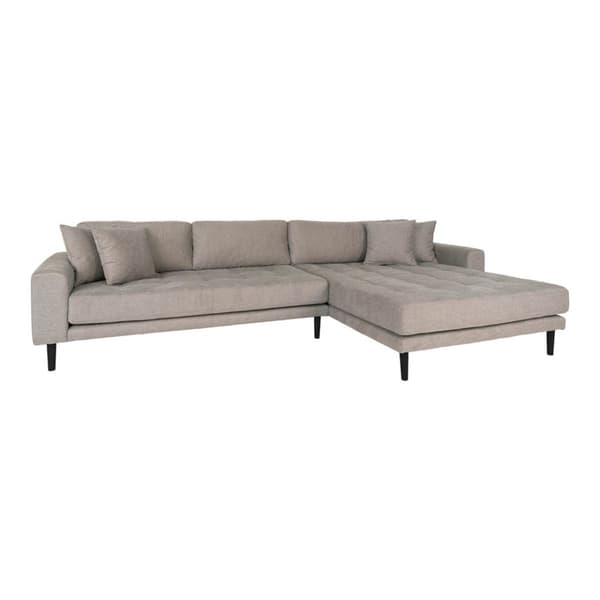 Lido soffa schäslongsoffa högervänd 4 kuddar brun.