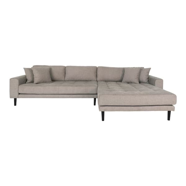 Lido sofa sjeselongsofa høyrevent 4 puter brun.