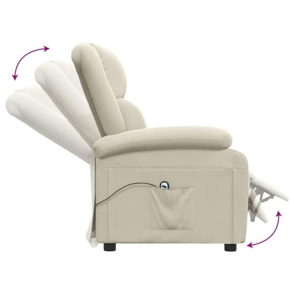 vidaXL Elektrisk reclinerfåtölj gräddvit sammet