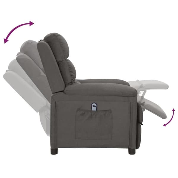 vidaXL Elektrisk reclinerfåtölj mörkgrå tyg