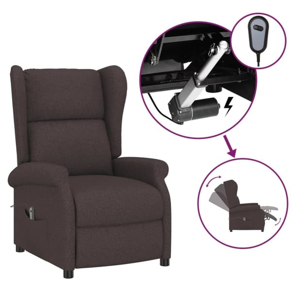 vidaXL Elektrisk reclinerfåtölj mörkbrun tyg