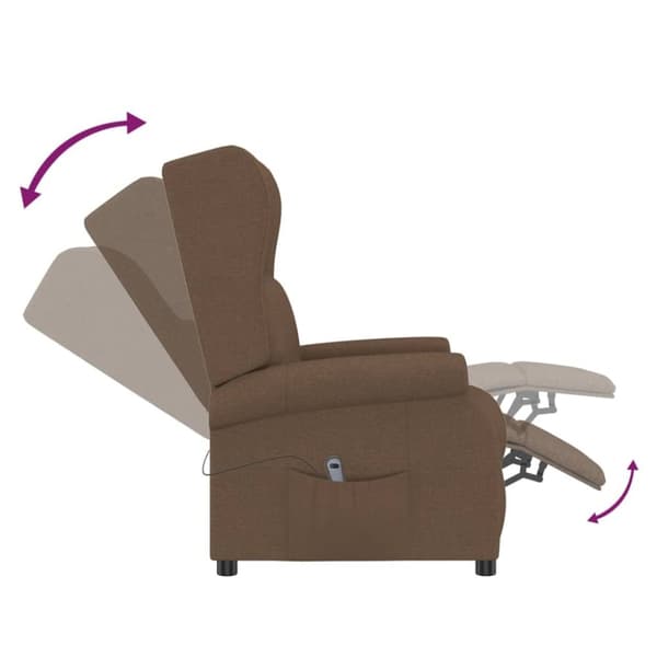 vidaXL Elektrisk reclinerfåtölj brun tyg