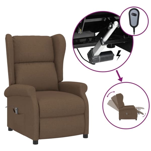 vidaXL Elektrisk reclinerfåtölj brun tyg