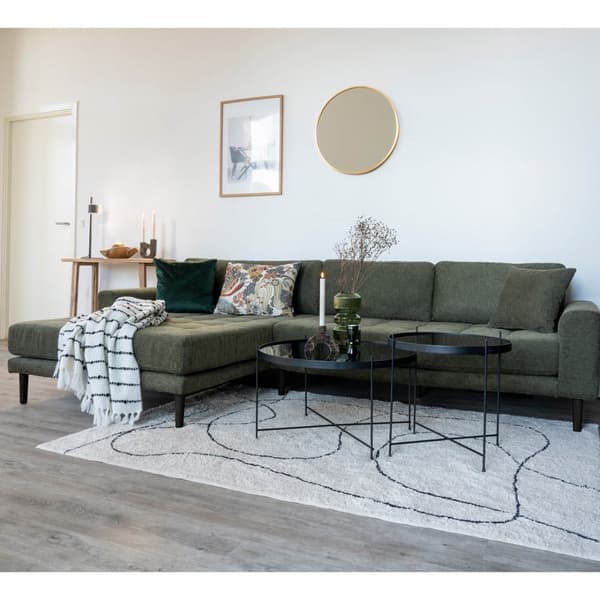 Lido soffa schäslongsoffa vänster 4 kuddar grön.