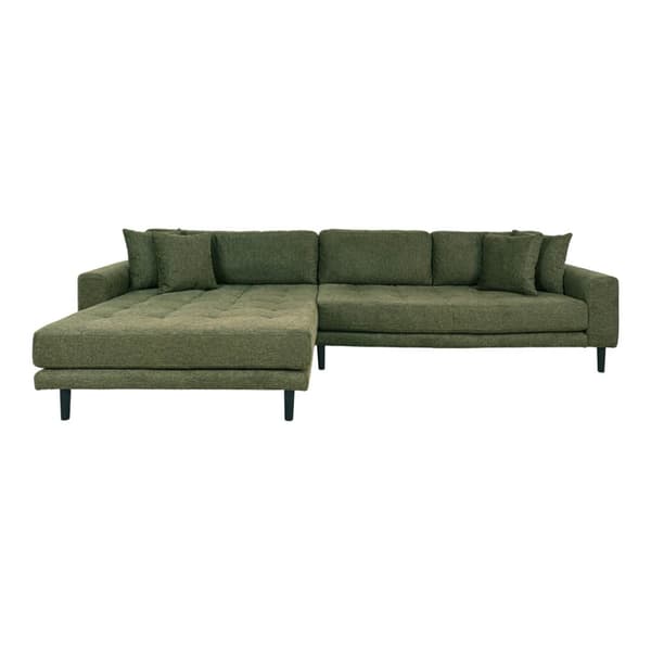 Lido soffa schäslongsoffa vänster 4 kuddar grön.