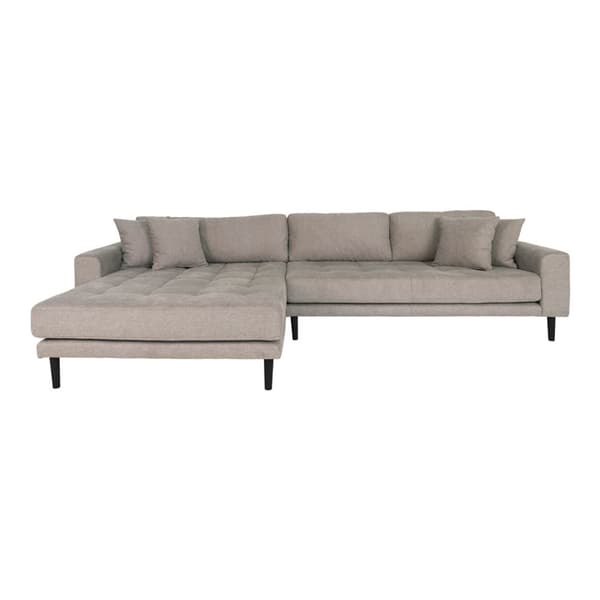 Lido soffa schäslongsoffa vänster 4 kuddar brun.