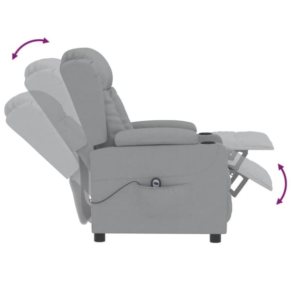 vidaXL Elektrisk reclinerfåtölj ljusgrå tyg