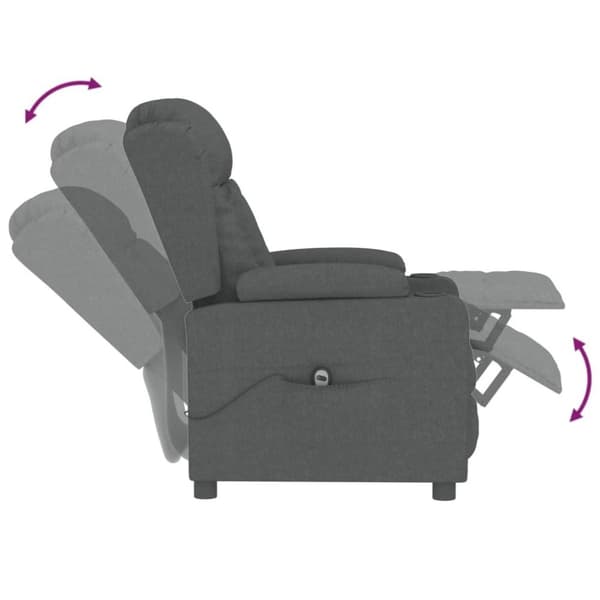 vidaXL Elektrisk reclinerfåtölj mörkgrå tyg