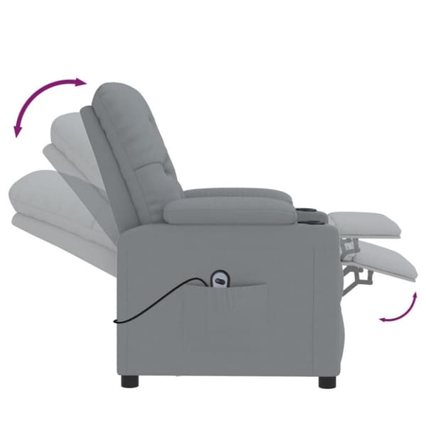 vidaXL Elektrisk reclinerfåtölj ljusgrå tyg