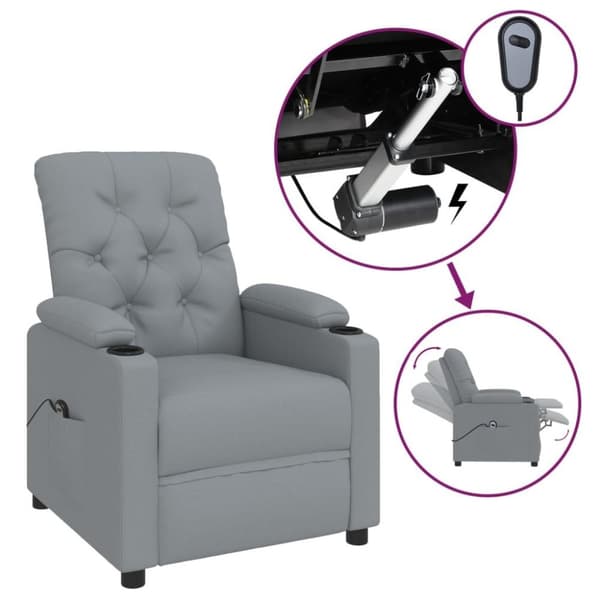 vidaXL Elektrisk reclinerfåtölj ljusgrå tyg