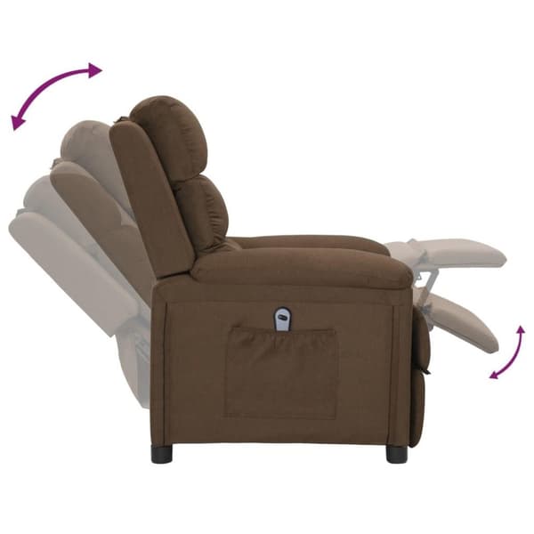 vidaXL Elektrisk reclinerfåtölj Brun tyg