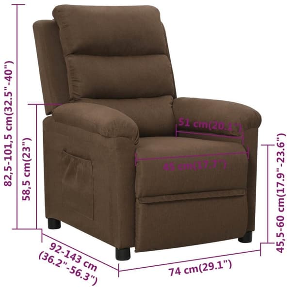 vidaXL Reclinerfåtölj brun tyg
