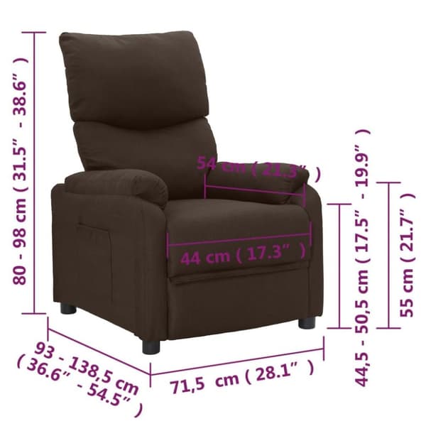 vidaXL Reclinerfåtölj mörkbrun tyg