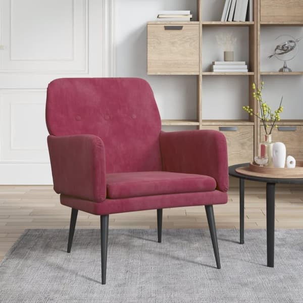 vidaXL Fåtölj vinröd 62x79x79 cm sammet