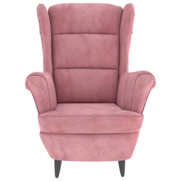vidaXL Öronlappsfåtölj med pall rosa sammet