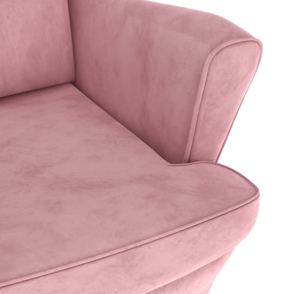 vidaXL Öronlappsfåtölj med pall rosa sammet