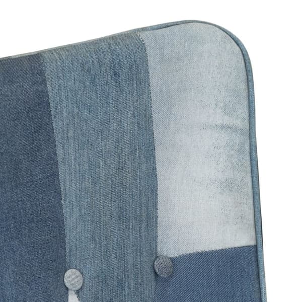 vidaXL Fåtölj med fotpall blå denim lappmönster kanvas