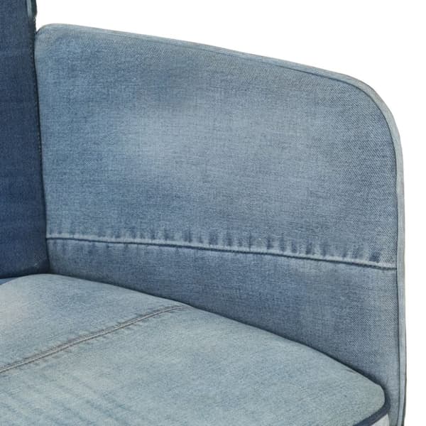 vidaXL Fåtölj med fotpall blå denim lappmönster kanvas