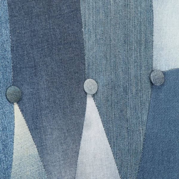 vidaXL Fåtölj med fotpall blå denim lappmönster kanvas