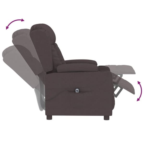 vidaXL Elektrisk reclinerfåtölj mörkbrun tyg