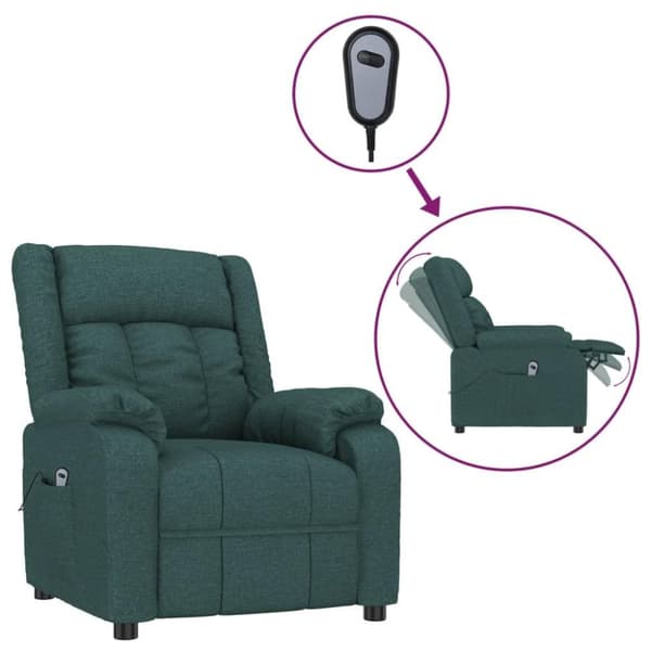 vidaXL Elektrisk reclinerfåtölj mörkgrön tyg