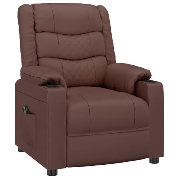 vidaXL Elektronisk reclinerfåtölj brun konstläder