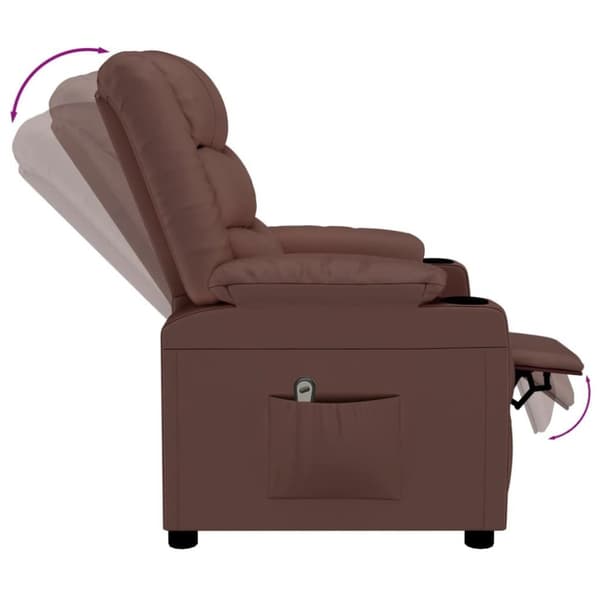 vidaXL Elektronisk reclinerfåtölj brun konstläder