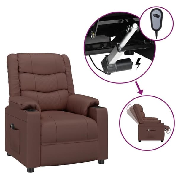 vidaXL Elektronisk reclinerfåtölj brun konstläder