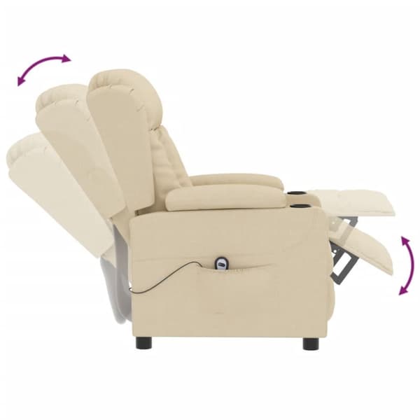 vidaXL Elektrisk reclinerfåtölj gräddvit tyg