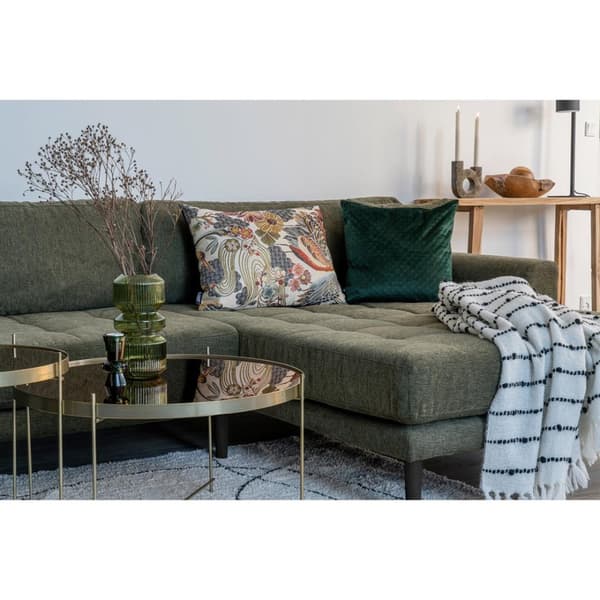 Lido soffa schäslongsoffa högervänd 4 kuddar grön.