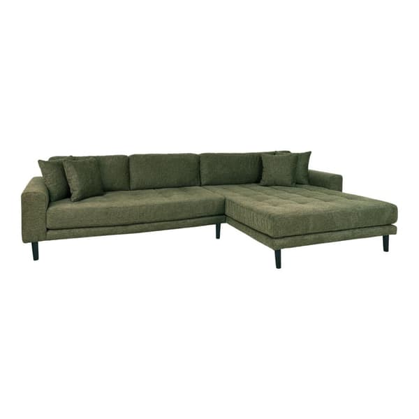 Lido sofa sjeselongsofa høyrevent 4 puter grønn.