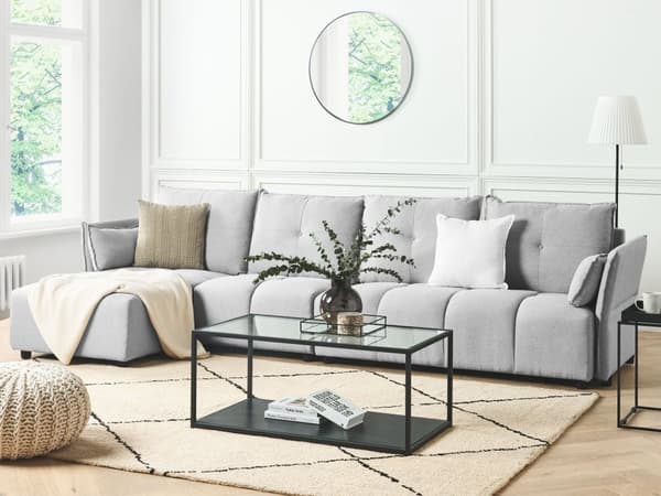 Højre Hjørnesofa Lysegrå 4-personer Ekstra Ryglænspuder Moderne Stil