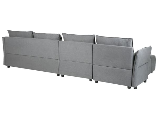 Hörnsoffa Höger Mörkgrå Tyg Polyester 4-sits Extra Ryggstödskuddar Modern Design