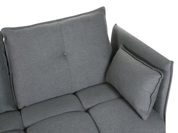 Hörnsoffa Höger Mörkgrå Tyg Polyester 4-sits Extra Ryggstödskuddar Modern Design