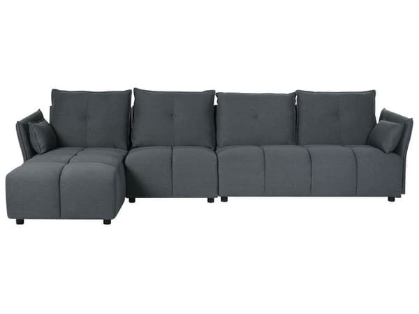 Hörnsoffa Höger Grafitgrå Tyg Polyester 4-sits Extra Ryggstödskuddar Modern Design