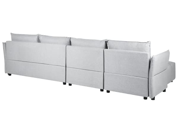 Hörnsoffa Höger Ljusgrå Tyg Polyester 4-sits Extra Ryggstödskuddar Modern Design
