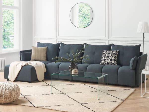 Hjørnesofa Grafittgrå Stoff 4-seter Høyrevendt Ryggputer Moderne design Stue Innredning