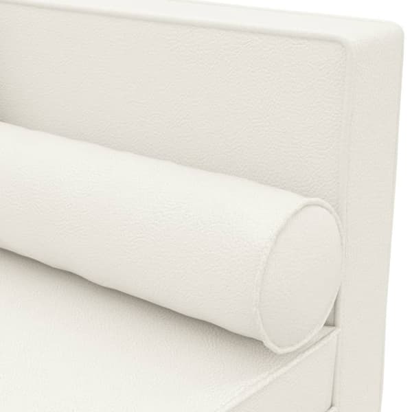 vidaXL Schäslong med kuddar och bolster gräddvit konstläder