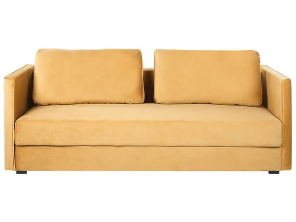 Sovesofa med oppbevaring Gul Fløyel 3-seter Puter med avtakbare trekk Moderne design Innredning Stue