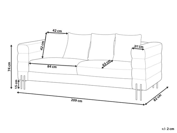 Sofa Hvit Bouclé Polyester Metallben 3-seter Moderne design Stuemøbler Innredning
