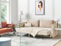 Miniatyrbild 4 av 11: Bäddsoffa Beige Sammet 3-sits Förvaringsdel Kuddar Modern