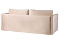 Miniatyrbild 7 av 11: Bäddsoffa Beige Sammet 3-sits Förvaringsdel Kuddar Modern