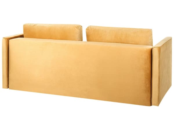 Sovesofa Gul Velour 3 Personers Moderne Blød Sofa med Opbevaring Udtræk Tre Personers Designsofa til Værelse Stofsofa med Klik Klak funktion