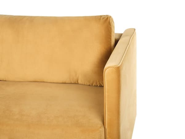 Sovesofa Gul Velour 3 Personers Moderne Blød Sofa med Opbevaring Udtræk Tre Personers Designsofa til Værelse Stofsofa med Klik Klak funktion