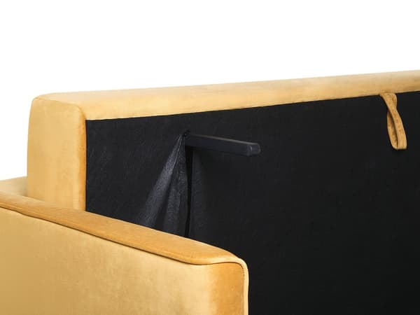 Sovesofa Gul Velour 3 Personers Moderne Blød Sofa med Opbevaring Udtræk Tre Personers Designsofa til Værelse Stofsofa med Klik Klak funktion