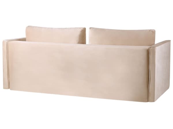 Sovesofa Beige Velour 3 Personers Moderne Blød Sofa med Opbevaring Udtræk Tre Personers Designsofa til Værelse Stofsofa med Klik Klak funktion