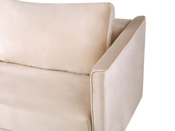 Sovesofa Beige Velour 3 Personers Moderne Blød Sofa med Opbevaring Udtræk Tre Personers Designsofa til Værelse Stofsofa med Klik Klak funktion
