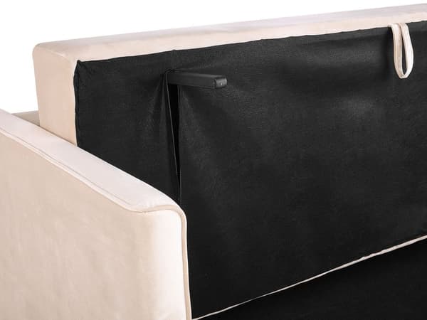 Sovesofa Beige Velour 3 Personers Moderne Blød Sofa med Opbevaring Udtræk Tre Personers Designsofa til Værelse Stofsofa med Klik Klak funktion