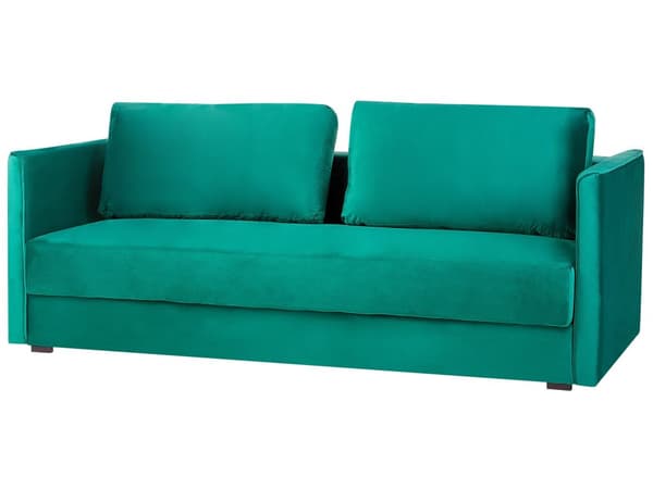 Sovesofa Grøn Velour 3 Personers Moderne Blød Sofa med Opbevaring Udtræk Tre Personers Designsofa til Værelse Stofsofa med Klik Klak funktion