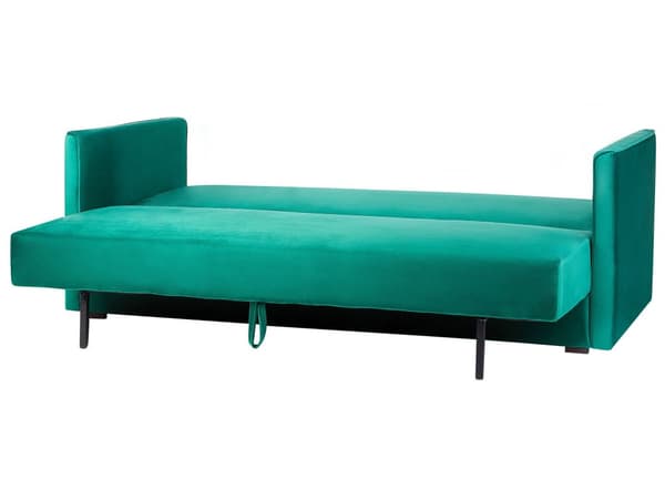 Sovesofa Grøn Velour 3 Personers Moderne Blød Sofa med Opbevaring Udtræk Tre Personers Designsofa til Værelse Stofsofa med Klik Klak funktion